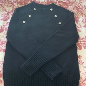 J Crew Crewneck Sweater with Jeweled Buttons